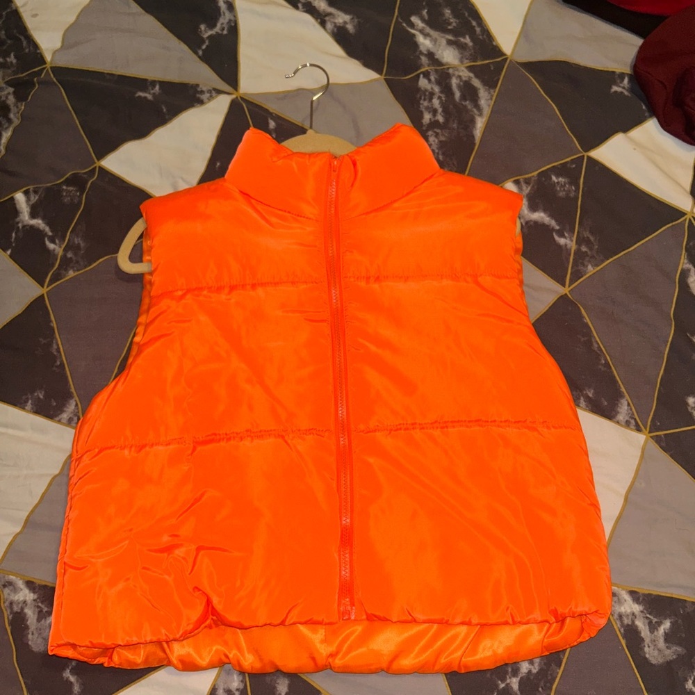 SHEIN Neon Orange Quilted Vest